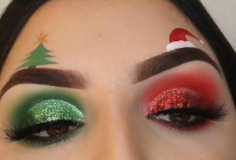 Christmas Eyeshadow Palettes For The Best Easy Makeup Looks Xmas Makeup, Christmas Eyeshadow, Halloweenský Makeup, Halloween Make-up Looks, Make Up Designs, Christmas Eye Makeup, Mekap Mata, Drag Make-up, Christmas Makeup Look