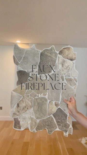 Diy Cobblestone Fireplace, Faux Fireplace Diy Stone, Faux Stone Tile Fireplace, Diy Textured Fireplace, Fake Stone Fireplace Makeover, Fake Fireplace Stone, How To Make A Faux Fireplace Look Real, How To Stone A Fireplace, How To Add Stone To Fireplace