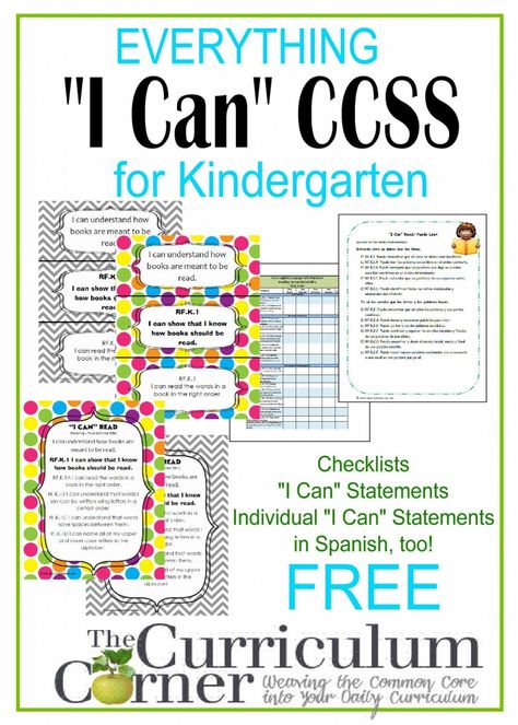 Everything I Can for Kindergarten | Kid Friendly CCSS | Individual I Can Statements | Checklists & more! Kindergarten I Can Statements Free, Classroom Objectives, Kindergarten Kid, Student Binders, Common Core Kindergarten, Learning Targets, Kindergarten Curriculum, Focus Wall, Kindergarten Ela