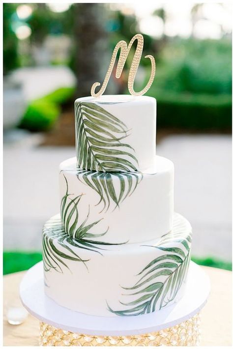 Tropical Elegant Wedding, Tropical Wedding Cake, Ritz Carlton Wedding, Cake Elegant, Tropical Glam, Tropical Wedding Inspiration, Beach Wedding Cake, Bridal Shower Cake, Elegant Wedding Cakes