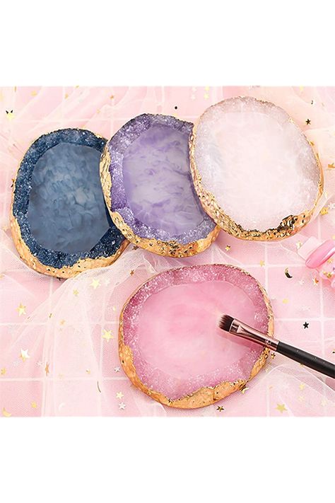 1pc Blue Golden Edge Resin Nail Art Palettes Nail Mixing Palette Polish Color Mixing Plate Nail Holder Display Cosmetic Mixing Tools Makeup Palette Tray Accessories (blue) Makeup Mixing Palette, Painting Shelves, Nail Art Paint, Resin Nail Art, Nail Holder, Stone Nail Art, Art Palette, Edge Nails, Tools For Women