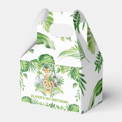 Jungle Animals Safari Greenery Birthday Thank You for $3.10 - Birthday Favor Safari Loot Bags, Theme For Birthday Party, Tropical Party Theme, Greenery Birthday, Tropical Theme Party, Lollipop Party, Favor Boxes Birthday, Safari Green, Animals Safari