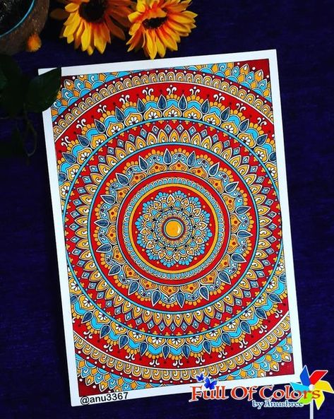 Mandala A3 Size, Mandala On A3 Paper, Mandala Colour, Coloured Mandala, Colour Mandala, Ornate Mandala, Traditional Drawings, Colourful Mandala, Mystic Art