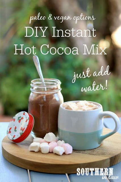 Easy DIY Instant Hot Chocolate Mix Recipe - homemade hot cocoa mix, gluten free, paleo, vegan, healthy, clean eating recipe, sugar free Hot Chocolate Without Milk, Sugar Free Hot Cocoa Mix Recipe, Comfort Basket, Instant Hot Chocolate, Sugar Free Hot Chocolate, Dairy Free Hot Chocolate, Hot Cocoa Mix Recipe, Hot Chocolate Mix Recipe, Homemade Hot Chocolate Mix