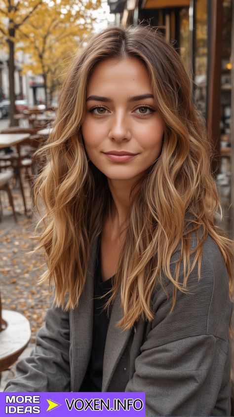 23 Discover the Best Fall Hairstyle Colors for a Stunning Look - voxen.info Balayage Hair Natural Brown, Hair Color Inspo Medium Length, Caramel Hair On Brown Hair, Bronde Balayage Caramel, Cool Hair For Women, Auburn Honey Hair, Bronde Balayage With Copper Tones, Long Autumn Hair, Soft Autumn Hair Balayage