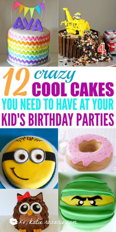 How to make cute kid birthday cakes! I love how easy it is to make cakes at home! It turns out it's easy to decorate a boxed-mix, store-bought, or homemade cake with these clever cake decorating tricks. These are crazy creative birthday cakes for kids. These cakes are perfect for both boys and girls birthday parties! #kidsbirthdaycakes #birthdaycakes #kidsbirthday Kid Birthday Cakes, Cakes At Home, Cake Decorating For Kids, Cakes For Kids, 12th Birthday Cake, Minion Birthday Cake, Construction Cake, Homemade Birthday Cakes, Easy Birthday