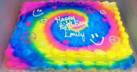 tie dye CAKE Girls Birthday Cakes, Tye Dye Cake, Tie Dye Cake, Tie Dye Birthday Party, Birthday Cake Designs, Neon Cakes, Tie Dye Birthday, Sheet Cake Designs, Frosting Colors