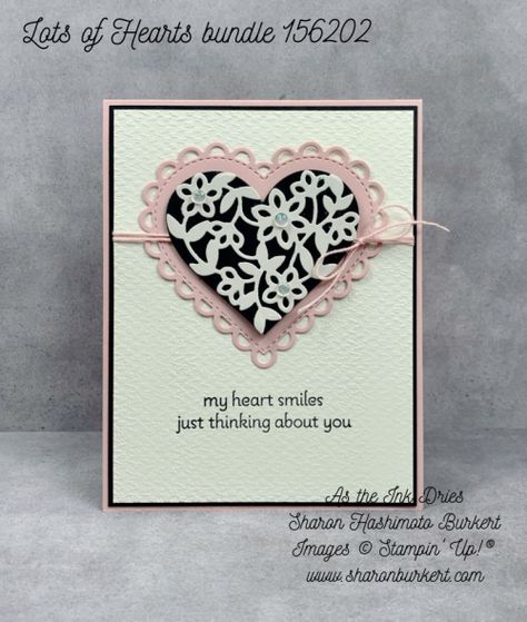 Stampin Up Valentine Cards, Lots Of Hearts, Cards Valentines, Cards Homemade, Pearlescent Paper, Floral Overlay, Happy Cards, Making Cards, Flower Center