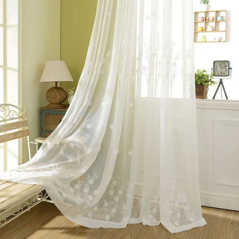 Living Room Patio Doors, Embroidered Window, Curtain Living Room, Nursery Items, Living Room Door, White Sheer Curtains, Living Ro, Window Screen, Voile Curtains