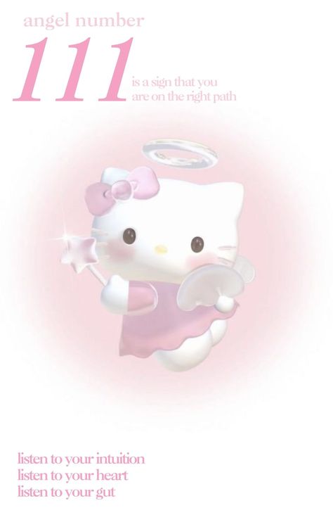 111 Poster, Sanrio Poster, Wallpaper Zodiac, Angel Numbers 111, 111 Intuition, Dorm Decoration, Hello Kitty Sanrio, Angel Numbers, Hello Kitty