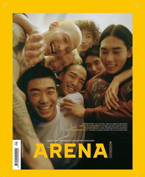 Arena Homme + Korea August 2019 Cover by LESS Group Photo Poses, Group Picture Poses, Band Photoshoot, Group Photography Poses, Mode Editorials, Group Poses, 사진 촬영 포즈, Group Photography, Male Magazine