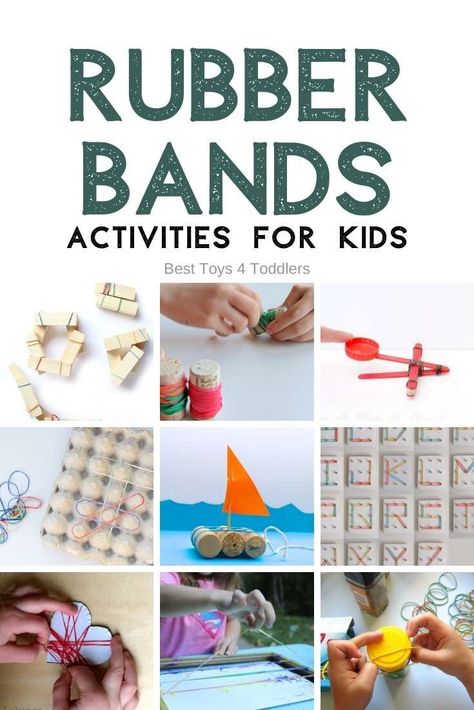 Amazing rubber band activities for kids - If you are looking for fun rubber band activities and games to play using a few other materials lying around your home, take a look at this list of amazing play ideas with rubber bands. Rubber Band Activities, Rubber Band Crafts, Fine Motor Activities For Kids, Painting Activities, Science Toys, Indoor Activities For Kids, Play Ideas, Best Toys, Play Based Learning