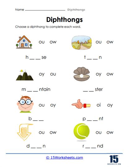 Choose From Two Worksheet - 15 Worksheets.com Diphthongs Worksheets, 4th Grade Spelling Words, 4th Grade Spelling, Short Vowel Worksheets, Vowel Worksheets, Grade Spelling, Spelling Patterns, Vowel Sounds, Comprehension Worksheets