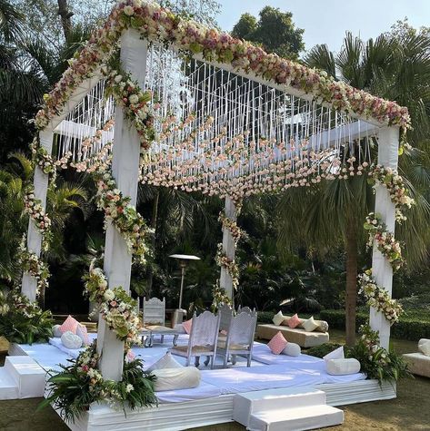 Floral Mandap Decor, Wedding Mandap Decor, Floral Mandap, Hindu Wedding Decorations, Indian Wedding Decorations Receptions, Mandap Design, Indian Wedding Theme, Wedding Setup, Wedding Stage Backdrop