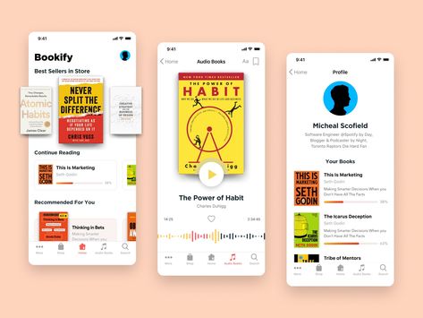 Bookify Mobile App Design | E-book Reader + Audiobook App by Ashwin K S on Dribbble Mobile App Templates, E Book Reader, Audio Book, App Template, Publication Design, Ebook Reader, Book App, Mobile App Design, More Words