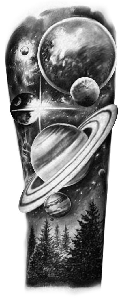 #ForestGalaxy Galaxy Tattoo Sleeve Black And White, Universe Tattoo Galaxies Black And White, Space Drawings Galaxies, Black And White Space Tattoo, Galaxy Tattoo Black And White, Galaxy Tattoo Design, Space Tattoo Designs, Forest Galaxy, Galaxy Black And White