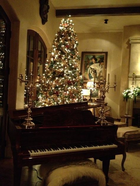 Mary Christmas Baby Grand Piano, Piano Decor, Christmas Piano, Raindrops And Roses, Perfect House, Christmas Living Rooms, Grand Piano, Pretty Christmas, Christmas Room