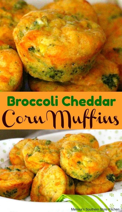 Broccoli Cheddar Corn Muffins #cornbread #broccolicheese #bread #Southern Broccoli Cheese Cornbread, Broccoli Cornbread, Cheese Cornbread, Cheddar Corn, Delicious Broccoli, Cheddar Cornbread, Veggie Muffins, Baking Techniques, Rolls Easy