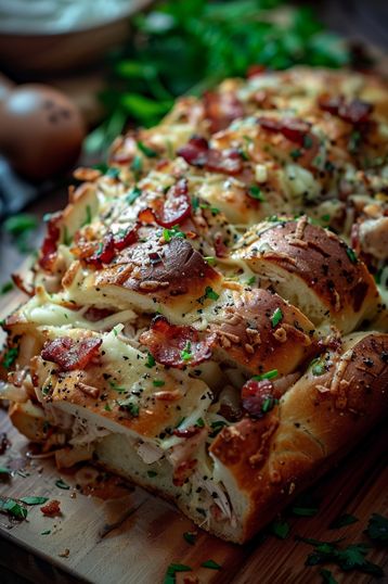 Chicken Bacon Ranch Stuffed Bread - a delicious, crowd-pleasing recipe. Make this comfort food tonight! Try it now! Bacon Dinner, Stuffed Bread, Bacon Sandwich, Ranch Recipe, Bbq Chicken Pizza, Crowd Pleasing Recipes, Chicken Bacon Ranch, Bacon Ranch, Chicken Dishes Recipes