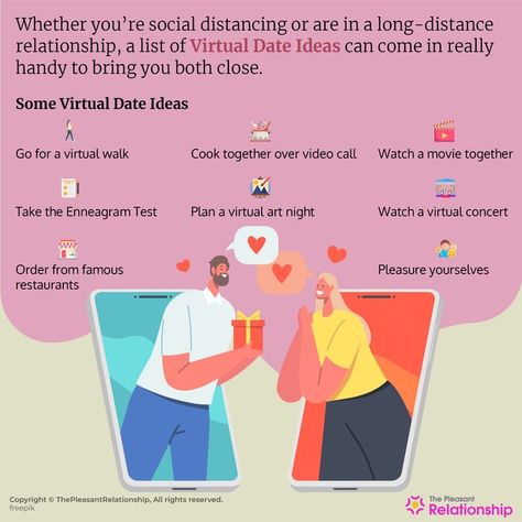 Are you looking for virtual date ideas? Perhaps, you and your partner are amidst a pandemic? Or, are you social-distancing? Or did you two meet on online dating apps… but aren’t ready to meet them yet? Searching for ways to connect with them better? Don’t worry, because you reached the right place! #virtualdateideas #virtualdate #date #dating #onlinedating #modernrelationships #relationships #love #marriage #thepleasantmind Online Date Ideas Long Distance, Online Date Ideas, Virtual Date Night Ideas, Virtual Date Ideas, Long Distance Relationship Activities, Relationship Apps, Long Distance Dating, Relationship Activities, Enneagram Test