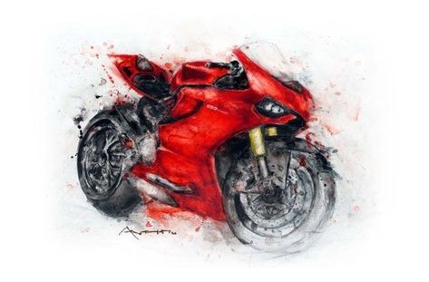 Art Moto, Ducati 999, Motorcycle Art Painting, Bike Artwork, Motorbike Art, Motorcycle Artwork, Ducati 848, Motorcycle Drawing, Ducati Motorcycles