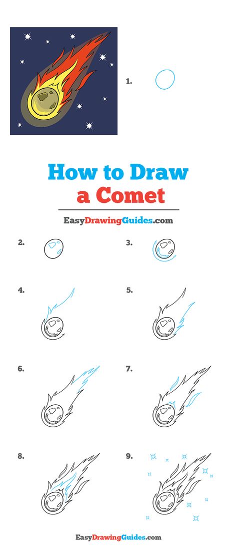 How to Draw a Comet - Really Easy Drawing Tutorial How To Draw Space Step By Step, Comet Drawing Simple, How To Draw A Galaxy, Galaxy Drawing Easy, Space Drawings Easy, Asteroid Drawing, Comet Drawing, How To Draw Space, Drawing Therapy