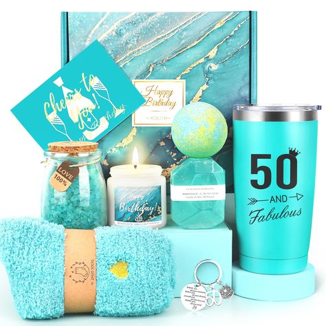 PRICES MAY VARY. 🎁 50th Birthday Gifts for Women: Celebrate the fabulous 50th birthday of a special woman in your life with a thoughtfully curated birthday box filled with delightful gifts and sentiments. This 50th birthday gift box is sure to make her(your friend, sisters, mom, wife, daughters or coworkers) feel special and cherished on her milestone day. Suitable for 50th birthday gifts for women her, 50th birthday gifts ideas, 50 years old gift baskets for mom sister friend wife coworker bor 30th Birthday Gift Baskets, 40th Birthday For Women, Last Minute Birthday Gifts, 40th Birthday Gifts For Women, 50th Birthday Gifts For Woman, Gift Baskets For Women, Birthday Gift Baskets, 70th Birthday Gifts, 60th Birthday Gifts