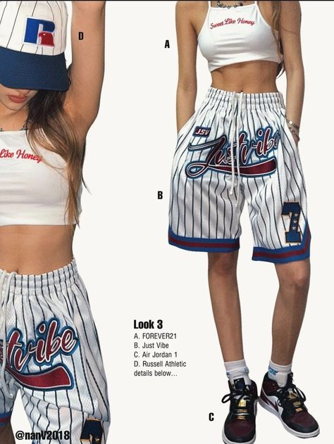 Jersey Shorts Outfit, Basketball Shorts Outfit, Sporty Wear, Sports Costume, Nba Outfit, School Uniform Fashion, 90s Fits, 00s Fashion, Basketball Clothes