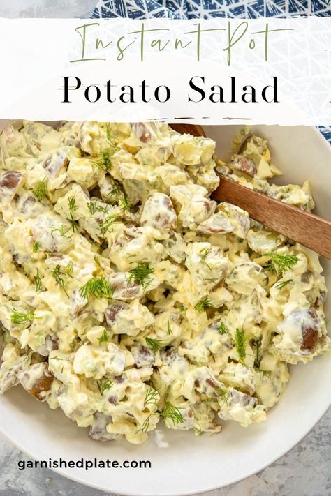 Love homemade potato salad but hate all the time and work involved? Problem solved! Grab your Instant Pot and make homemade potato salad in minutes! Instapot Potato Salad, Instant Pot Potato Salad, Homemade Potato Salad, Homemade Potato Salads, Plate Recipes, Salads For A Crowd, Problem Solved, Instapot Recipes, Instant Pot Pressure Cooker