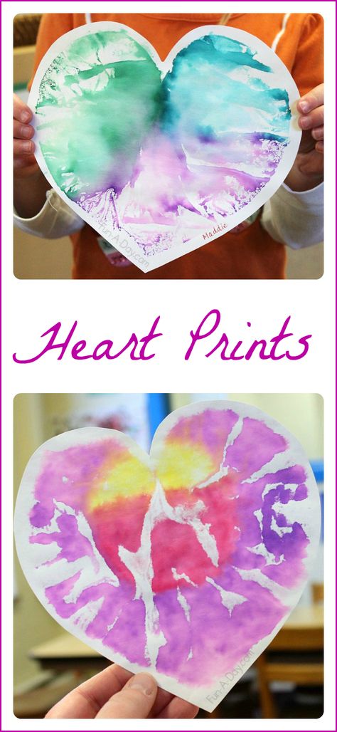 Heart Prints - a process-based valentine art project for preschoolers that yields a beautiful result Art Project For Preschoolers, Project For Preschoolers, February Preschool, Preschool Valentine's, Valentine Art Projects, February Crafts, Valentine Art, Preschool Valentines, Heart Prints