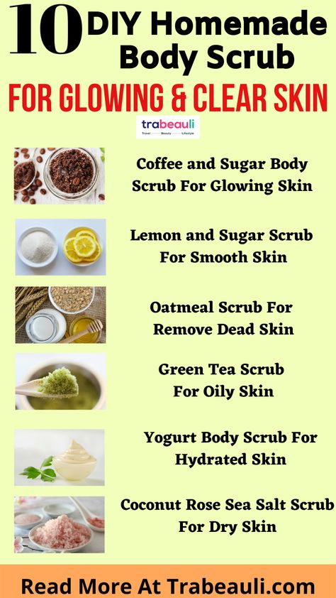 Body scrub for glowing skin Homemade Body Exfoliator, Body Scrub Diy For Whitening, Best Body Scrub For Glowing Skin, Homemade Body Scrub For Glowing Skin, Homemade Scrub For Face, Body Glow Up, Body Scrub For Dry Skin, Body Scrub Homemade, Glowing Body Skin