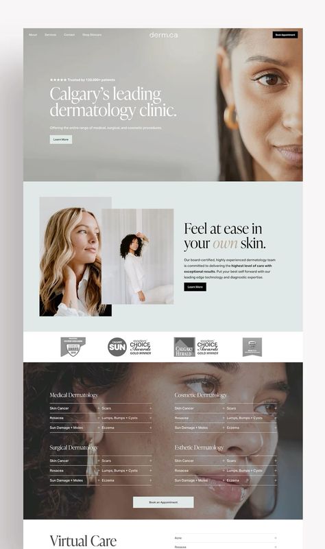 Derm Clinic Website Template  Stunning Squarespace template for dermatologists, featuring a clean & modern design, custom widgets, and a built-in booking system. #Squarespace #Dermatologist . #Aesthetic_Clinic_Website_Design #Skin_Clinic_Branding #Educational_Websites_Design #High_End_Website_Design Skin Clinic Website, Skincare Website Design Inspiration, High End Website Design, Beauty Website Design Inspiration, Website Aesthetic Design, Dermatology Website, Beauty Salon Website Design, Med Spa Website, Website Design Beauty