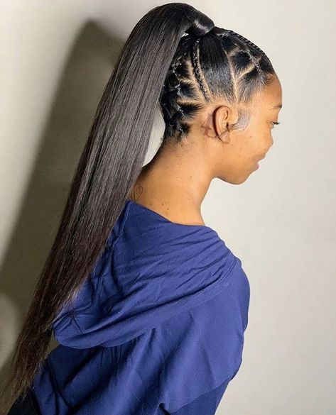 follow linanisstyle 4 more pins ❣️ Diy Hairstyle, Two Braid Hairstyles, Hair 360, Weave Ponytail Hairstyles, African Hair Braiding Styles, Hair Ponytail, Hair Ponytail Styles, Hair Laid, Natural Hair Braids