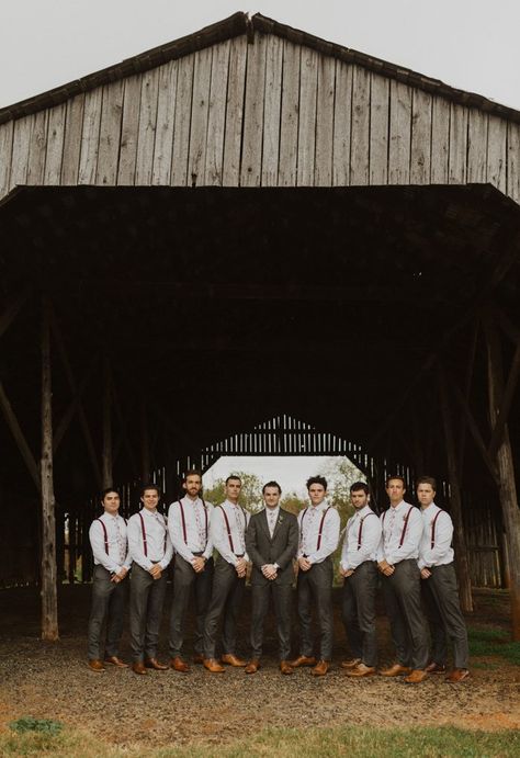 Grey And Rust Wedding, Rust And Grey Wedding, Rust Wedding Color Groomsmen, Rust Groomsmen Attire, Groomsmen Outfit Ideas, Fall Groomsmen, Groomsman Attire, Colored Suits, Black Tuxedos