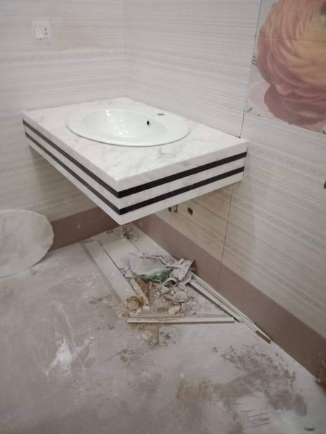 Lobby Wash Basin Counter, Bathroom Table Top Basin, Granite Frame Design, Table Top Basin, Small Washroom, Modern Washroom Design, Stairs Tiles Design, Marble Inlay Designs, Modern Washroom