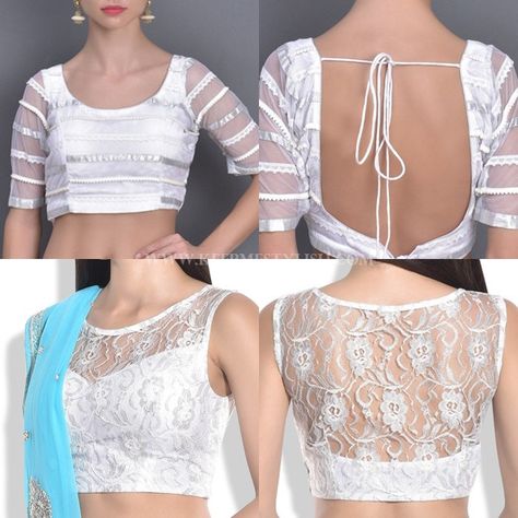 Latest Net Blouse Designs For Sarees White Net Blouse Designs, White Net Blouse, Designer Net Blouse, Blouse Designs Net, Net Blouse Designs, Net Saree Blouse, Net Sarees, Sari Blouses, Choli Blouse Design