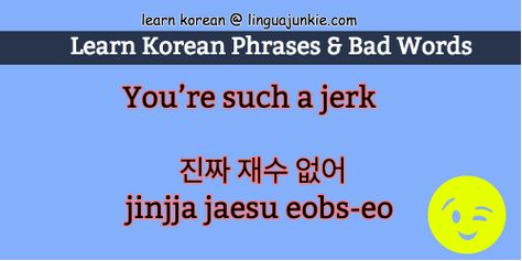 bad korean words & korean curses Korean Bad Words, Korean Curse Words, Words In Korean, Words In Other Languages, Korean Tips, Easy Korean Words, Rude Words, Bad Words, Korea Language