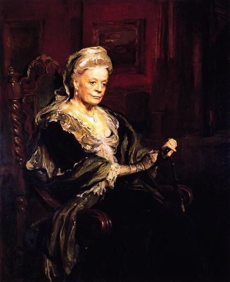 Painting of the Dowager of Downton Abbey Violet Grantham Lady Grantham, Lady Violet, Dowager Countess, Highclere Castle, Downton Abby, Maggie Smith, British Tv, Downton Abbey, Portrait Artist