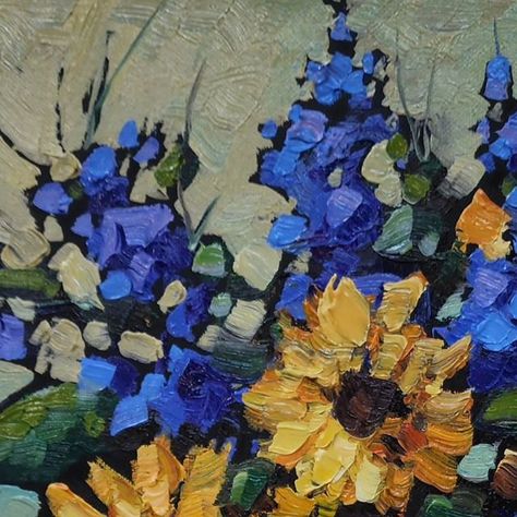 Dead Nature, Moving Too Fast, Sun Flowers, Painting Inspo, Blue Bonnets, Canvas Paintings, Floral Painting, Stretched Canvas, New Art