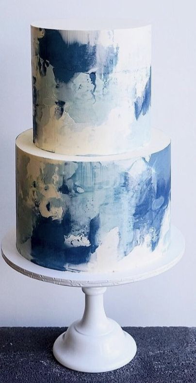 Cake Design For Men, 90th Birthday Cakes, Silver Cake, Watercolor Cake, 18th Birthday Cake, Wedding Cakes Blue, 50th Birthday Cake, Blue Cakes, Modern Wedding Cake