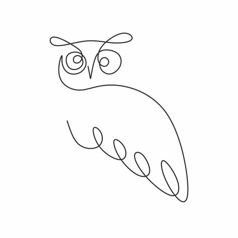 Owl One Line, Marble Tattoo, Flying Bird Drawing, Owl Outline, Simple Owl, Wire Knitting, Owl Vector, Minimalism Style, Owl Logo