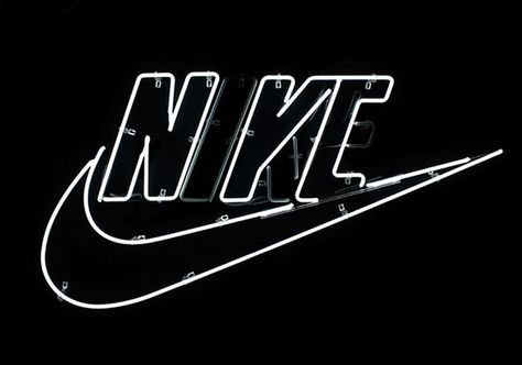 White Neon On Black Background. Gif Design, Nike Running Shoes Women, Web Design Mobile, Nike Neon, Type Logo, Famous Logos, Nike Wallpaper, Nike Roshe Run, Nike Free Shoes