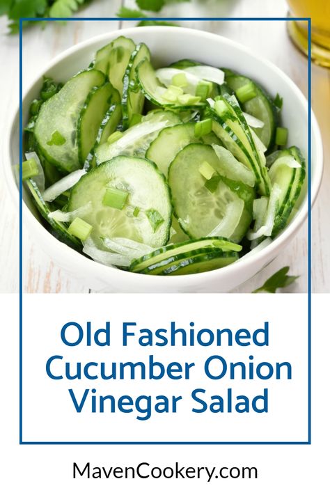 Step back in time with our Old Fashioned Cucumber Onion Vinegar Salad. Maven Cookery takes you on a nostalgic culinary journey, where crisp cucumbers, bold onions, and tangy vinegar converge in harmonious delight. This simple but savory treat isn't just a salad - it's a taste of the past, a memory on a plate, a testament to the timeless charm of good, uncomplicated food. Cucumber Onion Vinegar, Onion Vinegar, Cucumber Salad Vinegar, Vinegar Salad, Pan Fried Pork Chops, Cucumber Onion, Easy Meals For Two, Classic Salad, Creamy Cucumber Salad