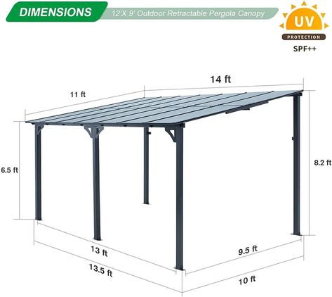 Metal Outdoor Pergola Gazebo Garden Awning Patio Canopy Rectangle SunShade 3size | eBay Awning Ideas Patio, Awning Patio, Aluminum Patio Covers, Gazebo Garden, Pergola Gazebo, Garden Awning, Pergola Lighting, Gazebo Canopy, Patio Cover