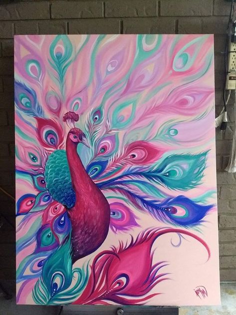 Peacock Painting, Canvas For Beginners, Easy Canvas Painting, Soyut Sanat Tabloları, Canvas Painting Designs, Art Painting Gallery, Seni Cat Air, Indian Art Paintings, Lukisan Cat Air