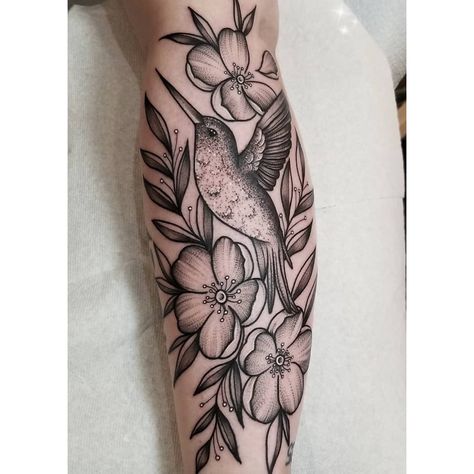 Floral Sagittarius Tattoo, Humming Bird Tattoo With Flowers Sleeve, Large Hummingbird Tattoo, Hummingbird And Flower Tattoo, Hummingbird Sleeve Tattoo, Hummingbird Tattoo With Flowers, Hummingbird Flower Tattoos, Honeysuckle Tattoo, Bird And Flower Tattoo