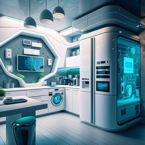 Futuristic Rooms, Futuristic Kitchen, Futuristic Room, Animation Blender, Scifi Interior, Futuristic House, 3d Product Animation, Spaceship Interior, Smart House