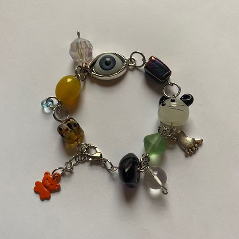 Fairycore Bracelet, Eye Charm Bracelet, Funky Bracelet, Bracelet Inspired, Indie Jewelry, Jewelry Accessories Ideas, Bracelet Charms, Unusual Jewelry, Girly Accessories