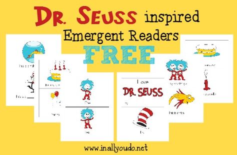 Dr Seuss has inspired many children over the years. These FREE Dr. Seuss emergent readers are inspired by his works and come in 4 levels. :: www.inallyoudo.net Dr Seuss Writing Activities, Dr Seuss Writing, Emergent Readers Free, Dr Seuss Printables, Teaching Creativity, Nanny Ideas, Dr Seuss Preschool, March Ideas, Dr Seuss Activities