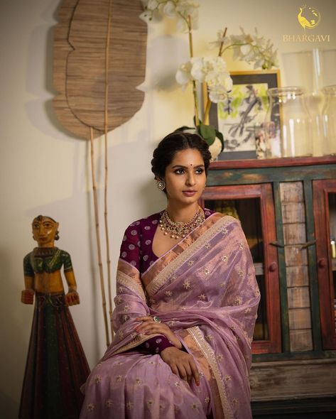 Bhargavi Kunam | śashi-rekhā The glorified image of a woman in a beautiful saree and half saree is probably the only trope that lives true to its hype!… | Instagram Bhargavi Kunam, Fancy Saree, Elegant Saree, Indian Embroidery, Outfit Dress, Fancy Sarees, 60s Fashion, The 60s, Half Saree